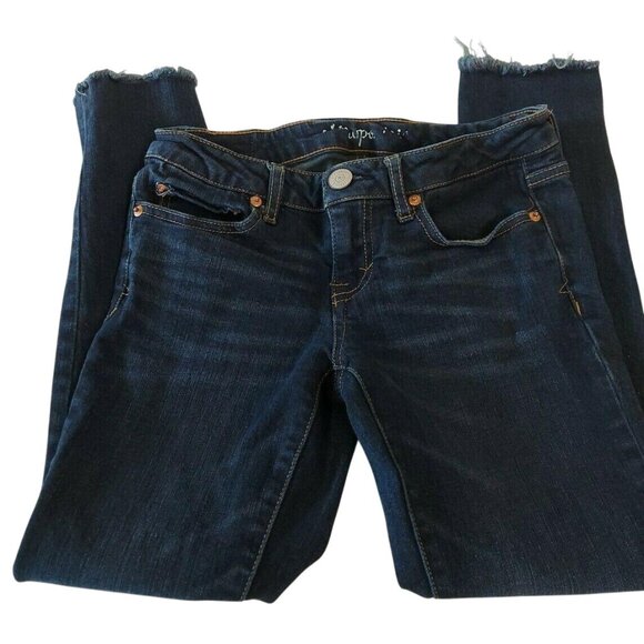 Aeropostale Juniors Lola Jeggings Sz 0 Short 5 Pocket Fringe Leg Bottom Jeans - Picture 2 of 8